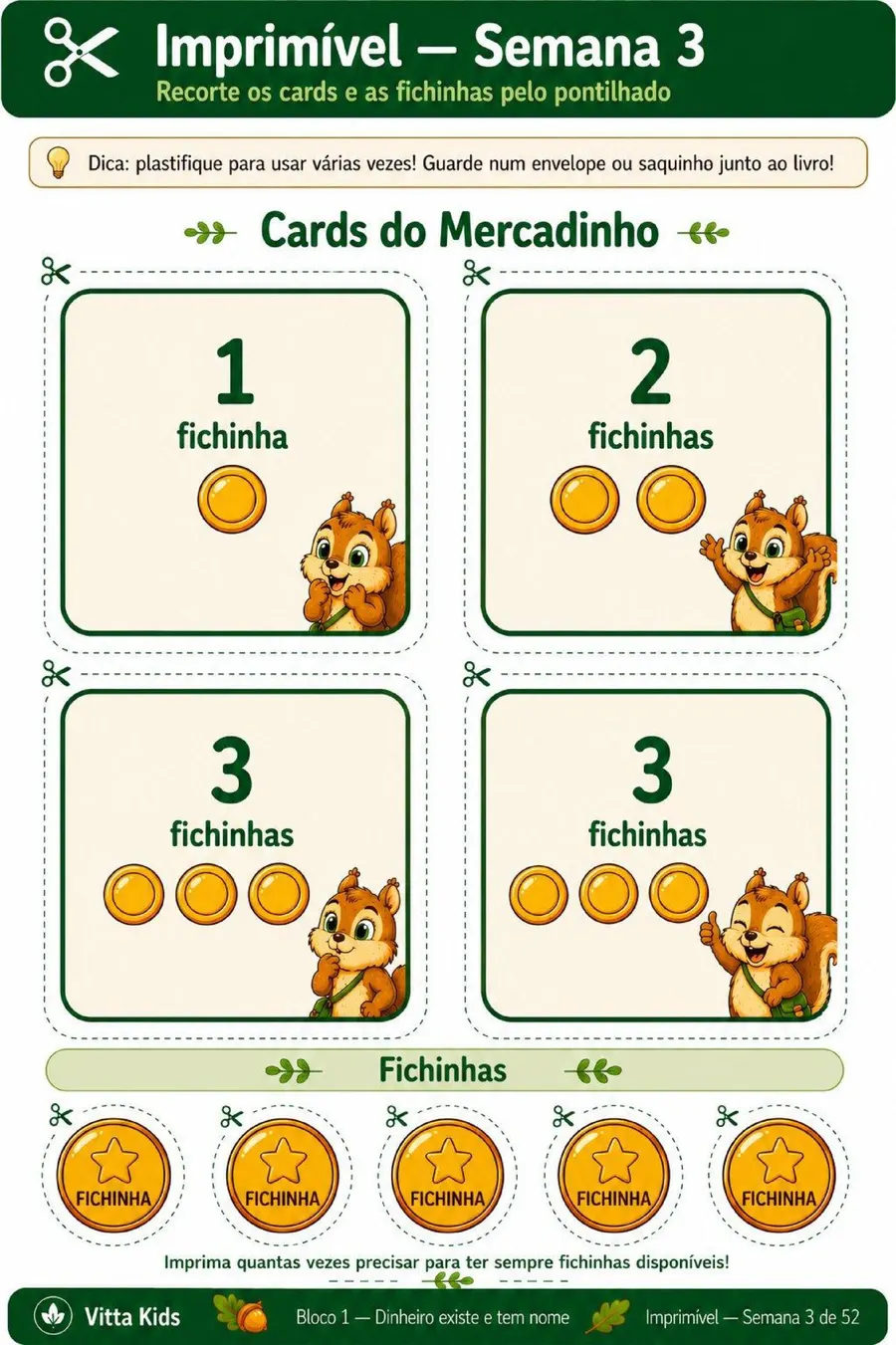 Imprimível — O Mercadinho da Floresta, para recortar.