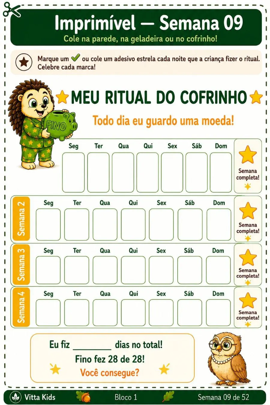Rastreador de hábitos do Vitta Kids